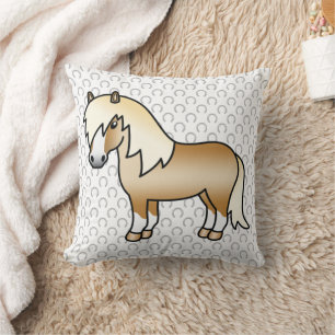 Coussin Illustration de dessin animé mignon de poney Shetl