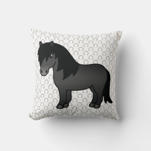 Coussin Illustration de dessin animé mignon de poney Shetl