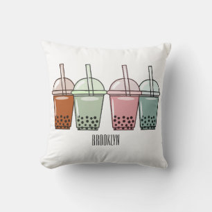 Coussin Illustration de dessin animé pour le thé de bulle