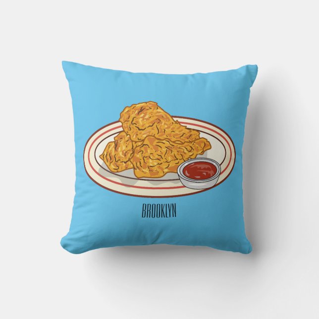 Coussin Illustration de dessin animé sur le poulet frit (Recto)