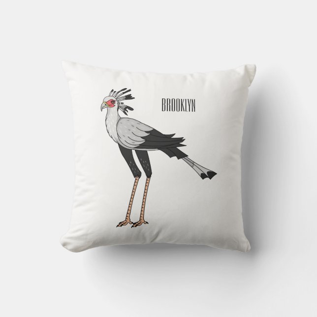 Coussin Illustration de dessin du secrétaire pour oiseaux (Recto)