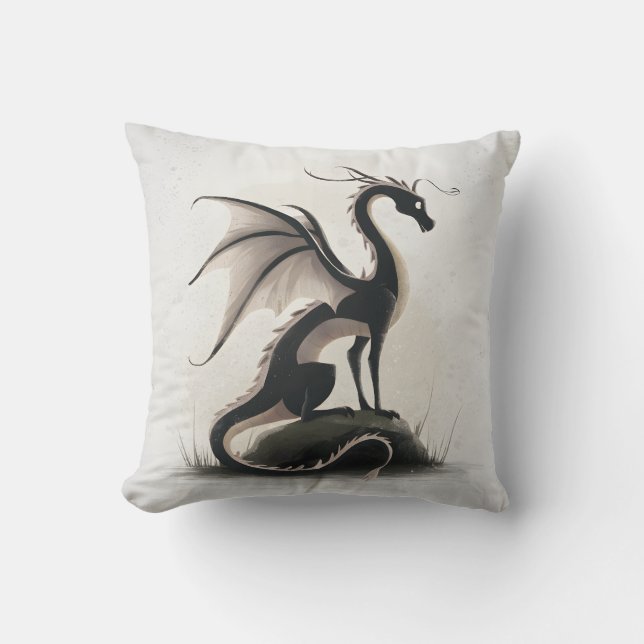 Coussin Illustration de dragon lunaire (Recto)