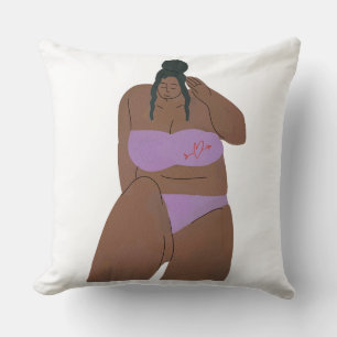 Coussin Illustration de femme positive corporelle en maill