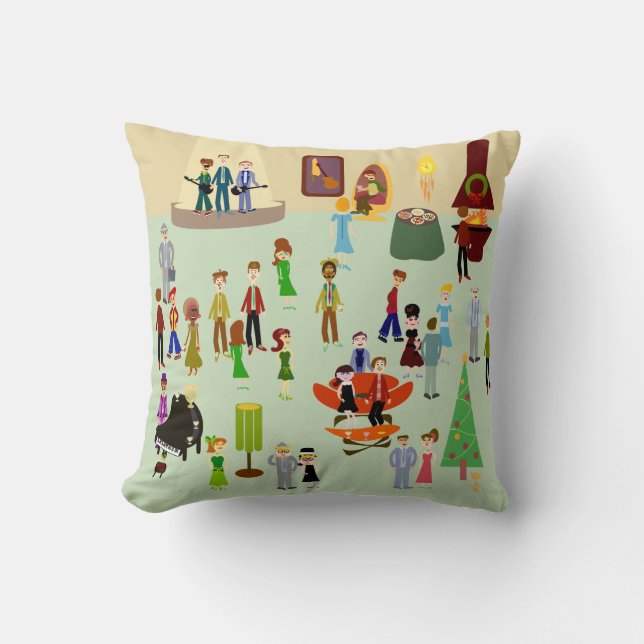 Coussin Illustration de fête de vacances Swanky (Recto)