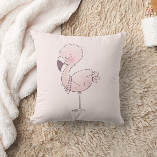 Coussin Illustration de Flamant rose rose mou (Couverture)