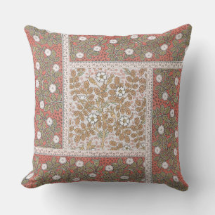 Coussin Illustration de fleur d'art de rose sauvage vintag