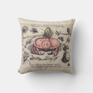 Coussin Illustration de fleur d'insecte botanique de crabe