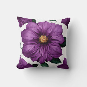 Coussin Illustration de fleurs violettes hyperréaliste