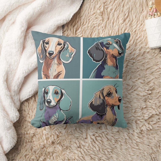 Coussin Illustration de Four Dachshunds (Couverture)