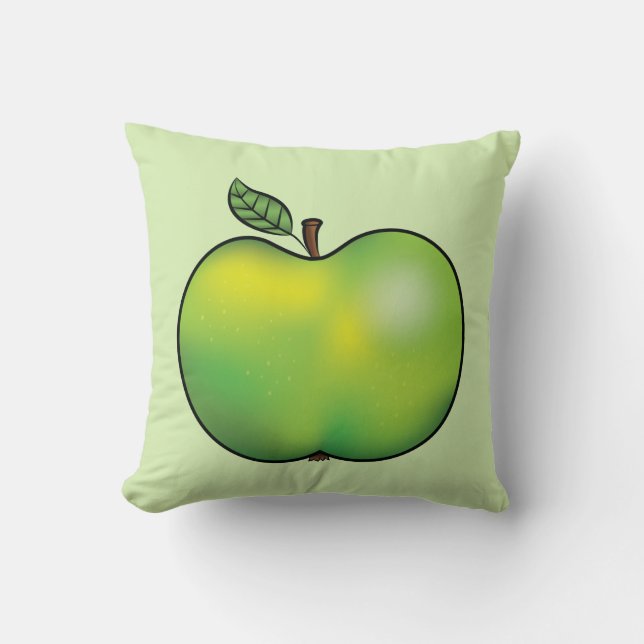 Coussin Illustration de fruits de pomme de dessin vert (Recto)
