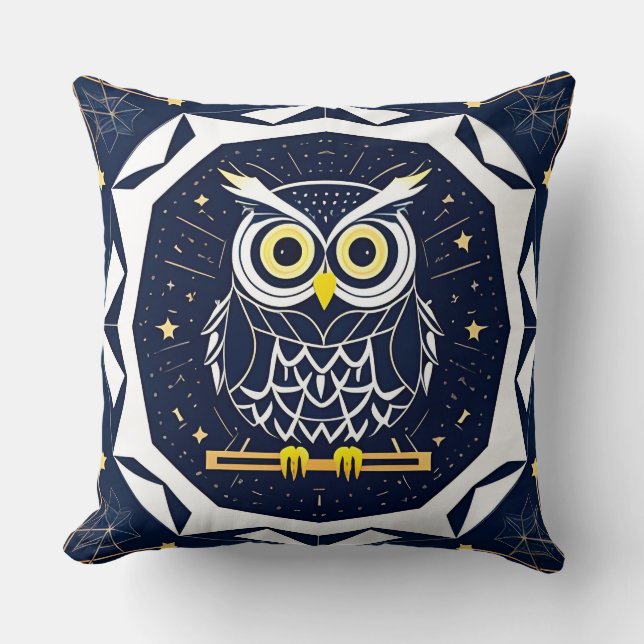 Coussin Illustration de hibou géométrique complexe (Recto)