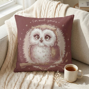 Coussin Illustration de hibou Mignon Cottagecore fantaisis