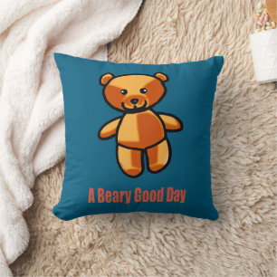 Coussin Illustration de jeu de mots d'ours en peluche de d