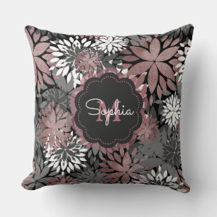 Coussin Illustration de jolies fleurs géométriques d'or Ro