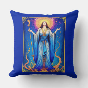 Coussin Illustration de la carte Tarot, reine des baguette