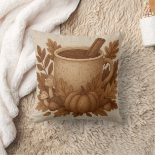 Coussin Illustration de la couronne d'automne Brown et de