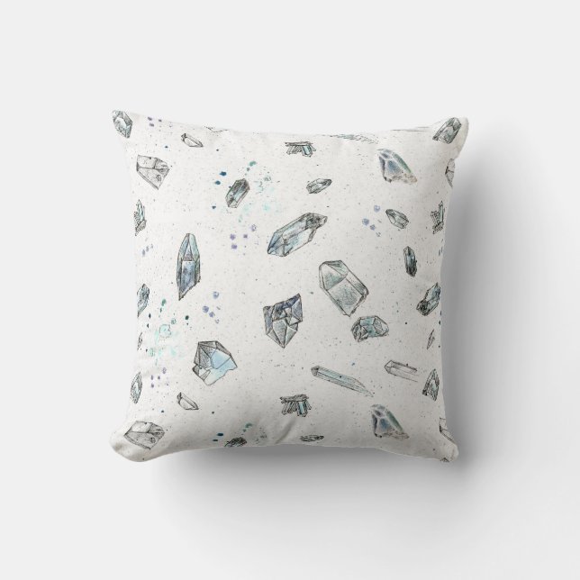 Coussin Illustration de la géologie des roches de cristaux (Recto)