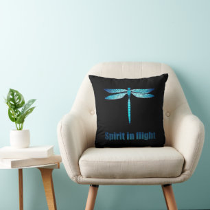 Coussin Illustration de la libellule bleue en vol