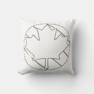 Coussin Illustration de la ligne Feuille d'érable canadien