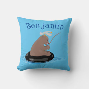 Coussin Illustration de la pêche de l'ourson mou