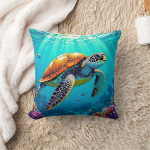 Coussin Illustration de la tortue de mer