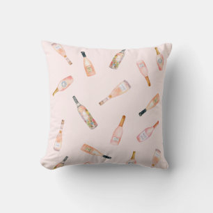 Coussin Illustration de l'aquarelle de bouteille de vin ro