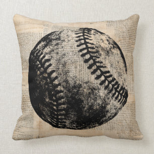 Coussin Illustration de l'art du baseball Vintage