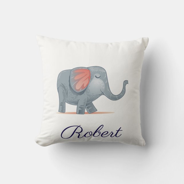 Coussin Illustration de l'éléphant mignon Personnalisé vot (Recto)
