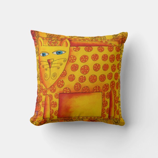 Coussin Illustration de léopard à l'aquarelle à motifs (Recto)