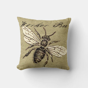 Coussin Illustration de l'insecte d'abeille vintage