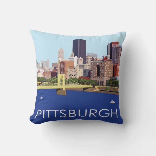 Coussin Illustration de l'ordinateur Cool Pittsburgh Skyli (Recto)