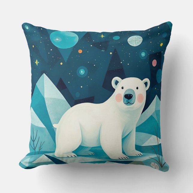 Coussin Illustration de l'ours polaire artistique (Recto)