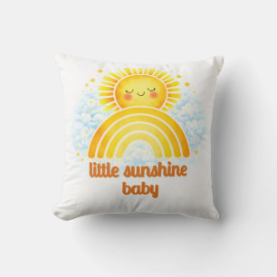Coussin Illustration de nurserie bébé arc-en-ciel ensoleil