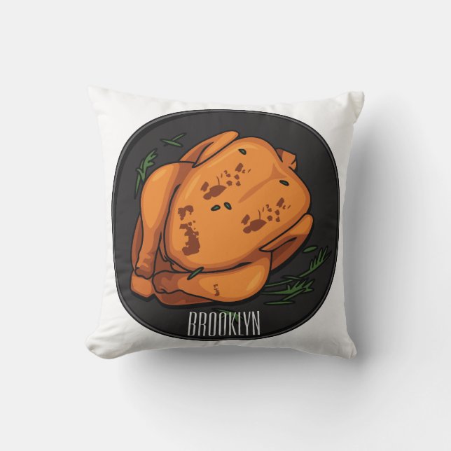 Coussin Illustration de poulet rôti (Recto)