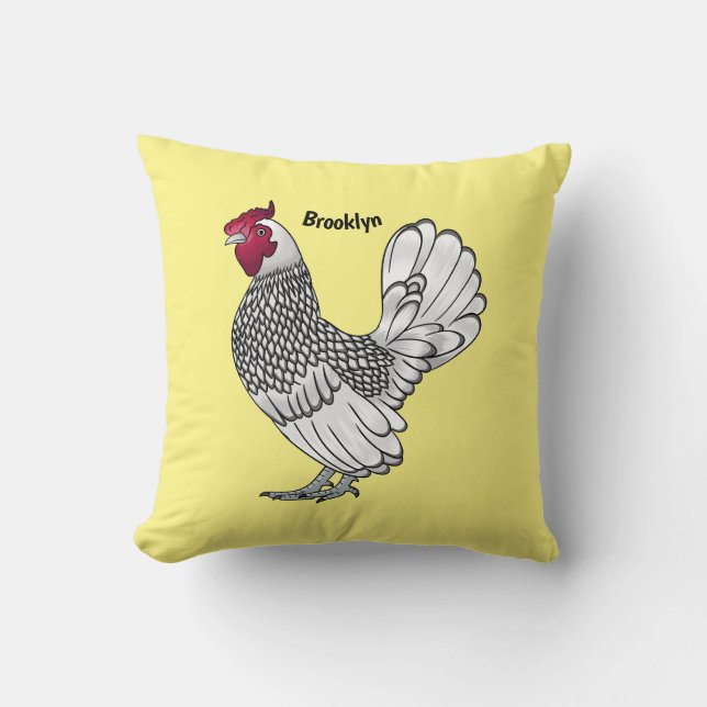 Coussin Illustration de poulet Sebright (Recto)