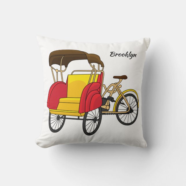 Coussin Illustration de pousse-pousse pédicab (Recto)