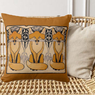 Coussin Illustration de renards Art Nouveau   Faune forest