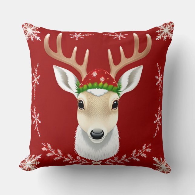 Coussin Illustration de rennes de fête avec un Arrière - p (Recto)