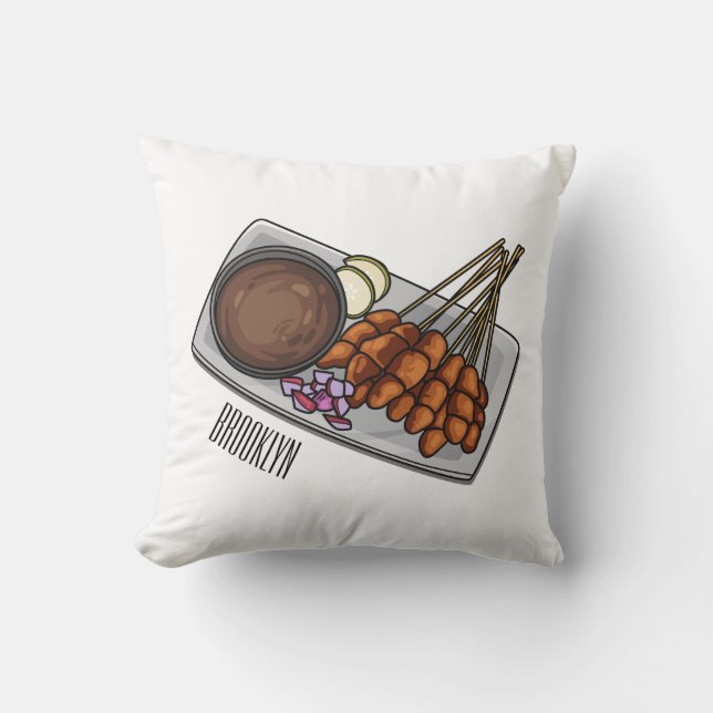 Coussin Illustration de Satay (Recto)