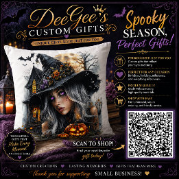 Coussin Illustration de sorcière Halloween gothique