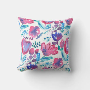 Coussin illustration de style boho floral rustique dessiné