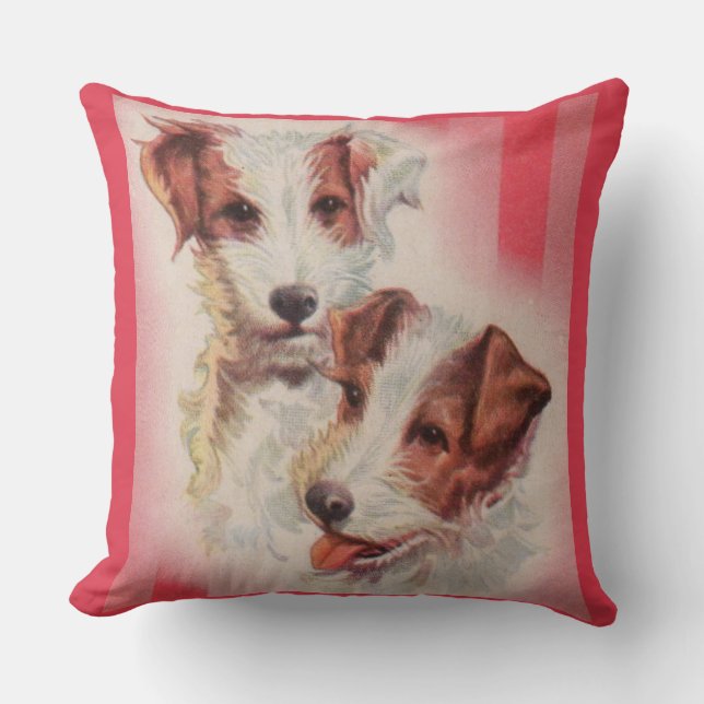 Coussin Illustration de terriers Jack Russell MIGNONS (Recto)