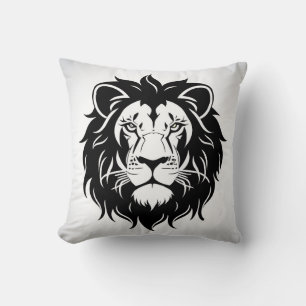 Coussin Illustration de tête de lion avec détails complexe