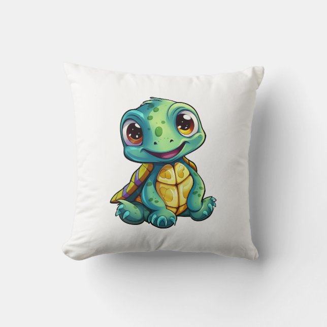 Coussin Illustration de tortue de dessin animé (Recto)