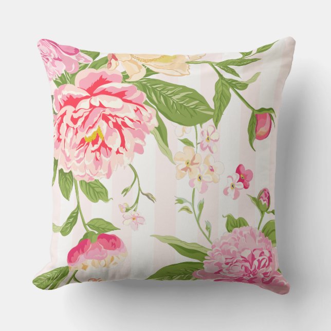 Coussin Illustration des aquarelles de fleurs roses (Recto)