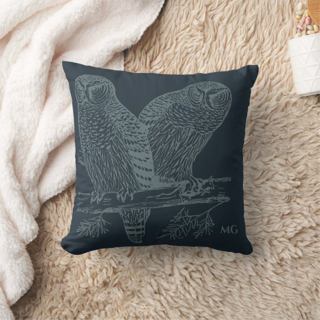 Coussin Illustration des hiboux de nuit (Couverture)