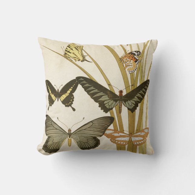 Coussin Illustration des papillons vintages (Recto)