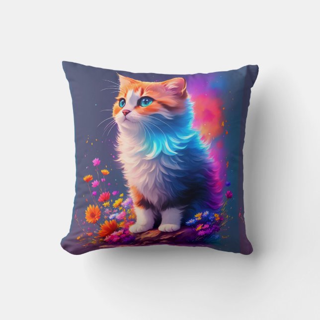 Coussin Illustration détaillée Visage minuscule chat (Recto)