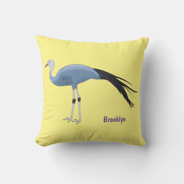 Coussin Illustration d'oiseau de grue bleue (Recto)