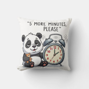 Coussin Illustration drôle de panda endormi avec réveil 